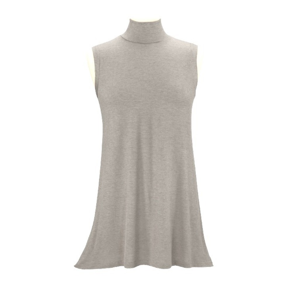 The Pyramid Collection Mock Neck Sleeveless Tunic Top in Stone Sz M #282J